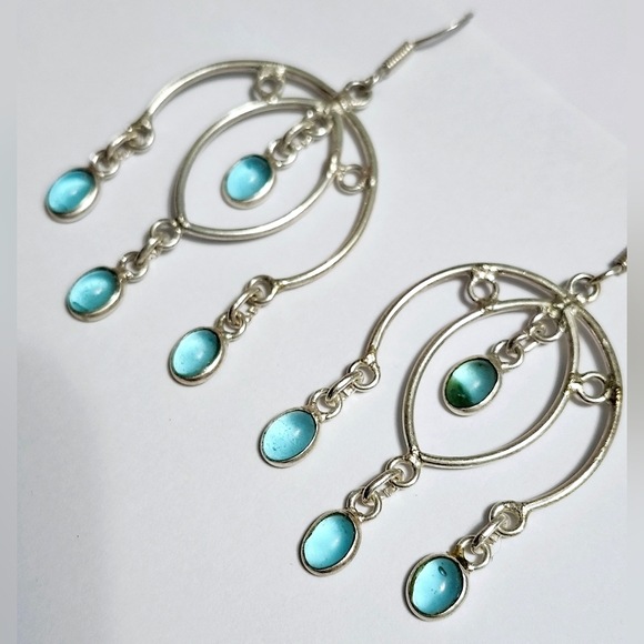 Quartz silver earrings 2.5" - Picture 3 of 6